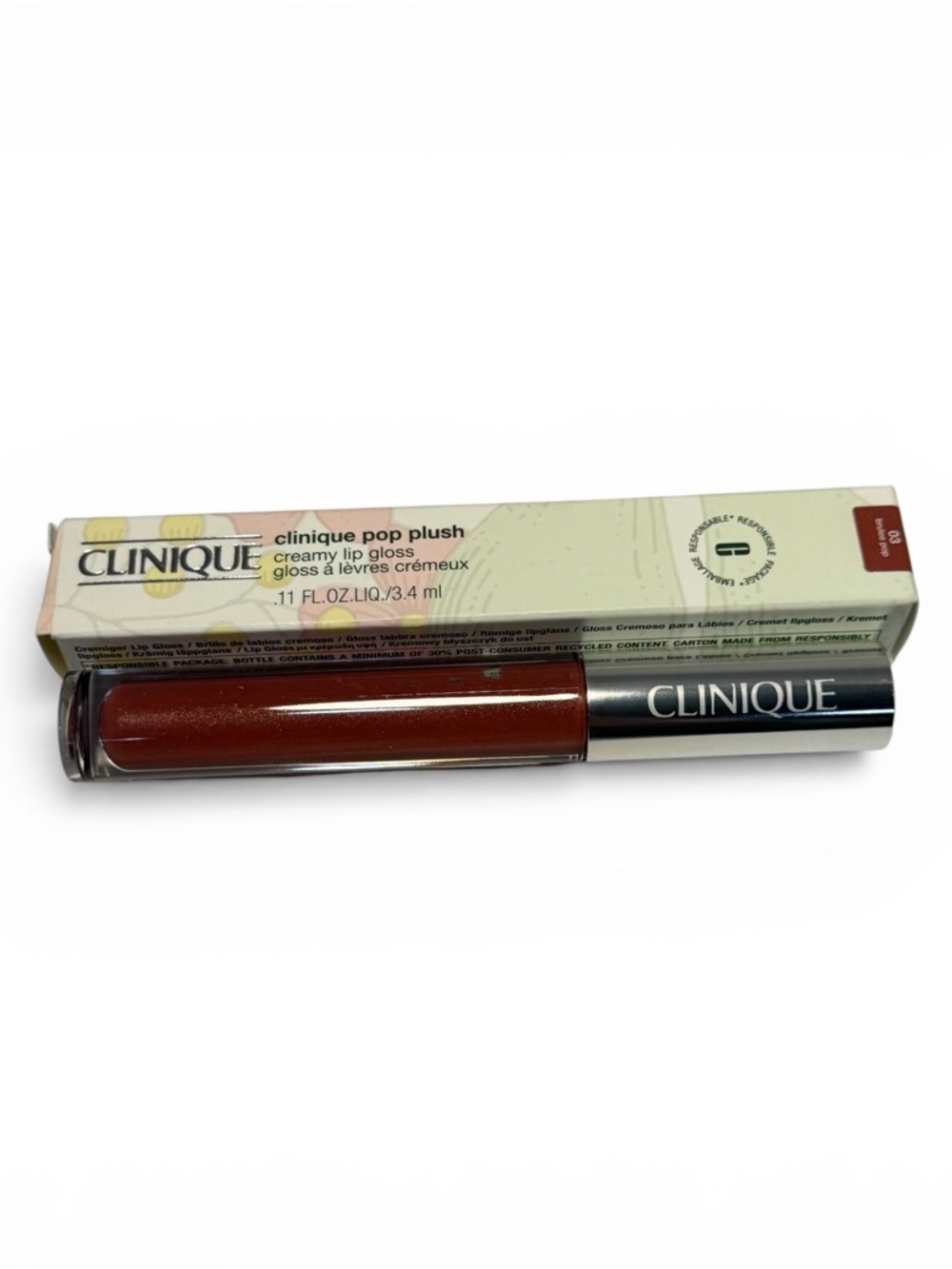 Clinique 03 Brule Pop Pop Plush Creamy Lip Gloss New In Box